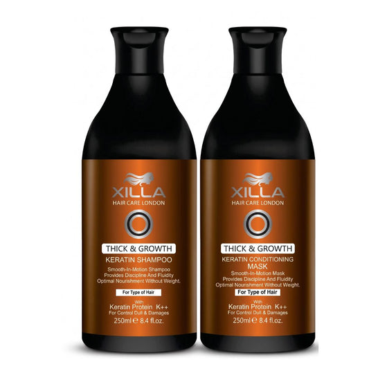 Xilla Hair Thick And Growth Keratin Shampoo with Hair Mask Bundle